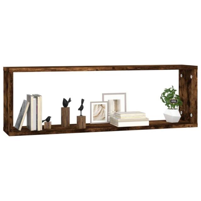 Berkfield Home Wall Cube Shelves 4 pcs Smoked Oak 80x15x26.5 cm Engineered Wood in Brown - image 1