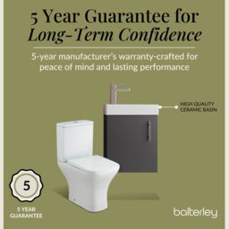 Balterley Wall Hung Vanity, Toilet, Cistern, Seat & Mini Tap - Gloss Grey/Chrome in Black - thumbnail 7