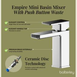 Balterley Wall Hung Vanity, Toilet, Cistern, Seat & Mini Tap - Gloss Grey/Chrome in Black - thumbnail 6