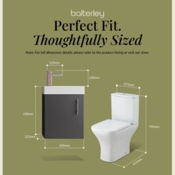 Balterley Wall Hung Vanity, Toilet, Cistern, Seat & Mini Tap - Gloss Grey/Chrome in Black - thumbnail 5