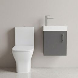 Balterley Wall Hung Vanity, Toilet, Cistern, Seat & Mini Tap - Gloss Grey/Chrome in Black - thumbnail 9