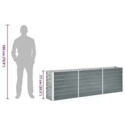 Berkfield Home Garden Raised Bed Galvanised Steel 240x40x77 cm Grey - Size: 240 x 40 x 77 cm - thumbnail 9