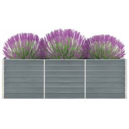 Berkfield Home Garden Raised Bed Galvanised Steel 240x40x77 cm Grey - Size: 240 x 40 x 77 cm - thumbnail 3