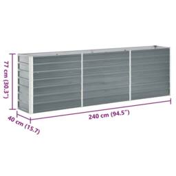 Berkfield Home Garden Raised Bed Galvanised Steel 240x40x77 cm Grey - Size: 240 x 40 x 77 cm - thumbnail 8