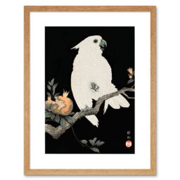 "Artery8 Wall Art Print Cockatoo Pomegranate Ohara Koson Art Framed 9x7 inch in Beige - Size: W7"" x H9""" - thumbnail 1