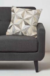 Homescapes Geometric Star Leather Cushion 45 x 45 cm in Grey - Size: 45 cm x 45 cm - thumbnail 2
