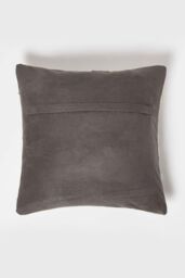 Homescapes Geometric Star Leather Cushion 45 x 45 cm in Grey - Size: 45 cm x 45 cm - thumbnail 3
