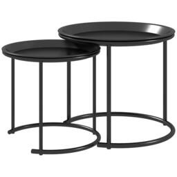 FURNOS Set Of 2 Metal Nesting Side End Coffee Tables Black - thumbnail 7