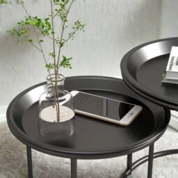 FURNOS Set Of 2 Metal Nesting Side End Coffee Tables Black - thumbnail 4