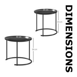 FURNOS Set Of 2 Metal Nesting Side End Coffee Tables Black - thumbnail 8