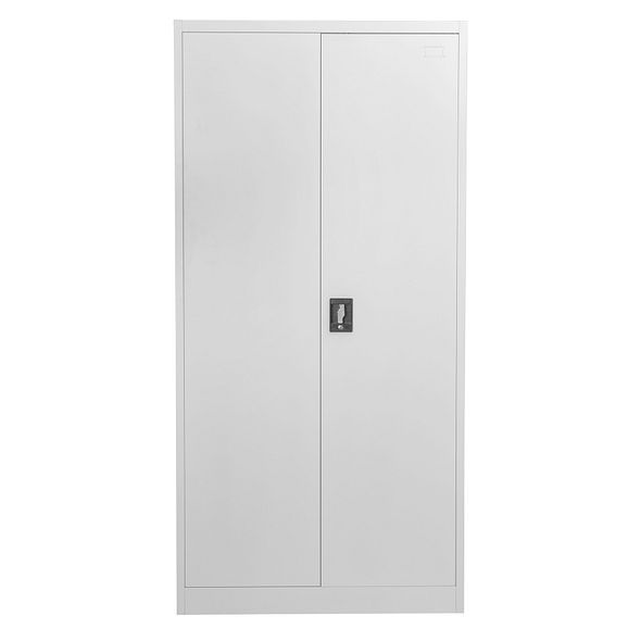 Moderna Grey Steel Filing Cabinet, 4 Shelves, Lockable 2 Door, Tall Office Unit - image 1