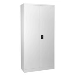 Moderna Grey Steel Filing Cabinet, 4 Shelves, Lockable 2 Door, Tall Office Unit - thumbnail 2