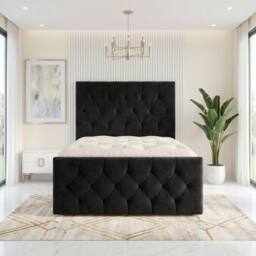 "Somnior Ziggy Velvet Divan Bed Mattress No Draw 54"" Headboard 22"" Footboard in Black - Size: Small Single" - thumbnail 2