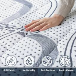 The White Stone Memory Foam Mattress, 22cm Height, Hypoallergenic - 80 x 160 cm in White - Size: Junior - thumbnail 7