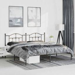 Berkfield Home Metal Bed Frame with Headboard Black 183x213 cm - thumbnail 2