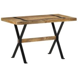 Berkfield Home Dining Table 120x60x76 cm Rough Mango Wood in Brown - Size: 120 x 60 x 76 cm - thumbnail 1