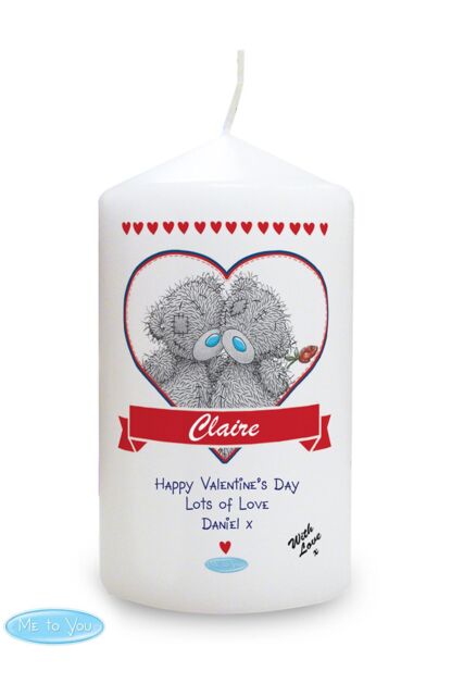 Personalised Memento Company Women's Personalised Me to You Couple Pillar Candle in Off-White - image 1