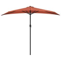 Berkfield Home Balcony Parasol with Aluminium Pole Terracotta 270x144x222 cm Half - Size: 270 x 144 x 222 cm - thumbnail 3