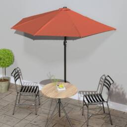 Berkfield Home Balcony Parasol with Aluminium Pole Terracotta 270x144x222 cm Half - Size: 270 x 144 x 222 cm - thumbnail 2
