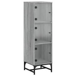 Berkfield Home Highboard with Glass Doors Grey Sonoma 35x37x120 cm - Size: 35 x 37 x 120 cm - thumbnail 2