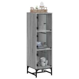 Berkfield Home Highboard with Glass Doors Grey Sonoma 35x37x120 cm - Size: 35 x 37 x 120 cm - thumbnail 5