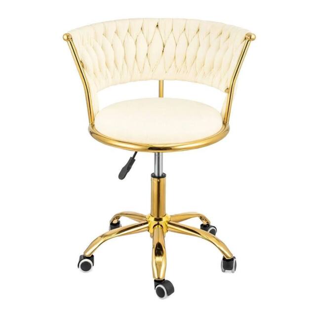 KORVIXA Velvet Vanity Chair with Gold Frame in Beige - Size: 100 cm x 100 cm - image 1