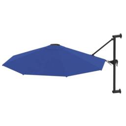 Berkfield Home Elegant Wall-Mounted Parasol with Metal Pole 300 cm Blue - thumbnail 3