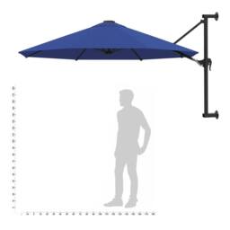 Berkfield Home Elegant Wall-Mounted Parasol with Metal Pole 300 cm Blue - thumbnail 9