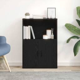 Berkfield Home Bookcase Black Oak 60x24x85 cm Engineered Wood - Size: 60 x 24 x 85 cm - thumbnail 3