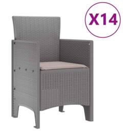 Berkfield Home 15 Piece Garden Dining Set with Cushions Light Grey Poly Rattan - thumbnail 5