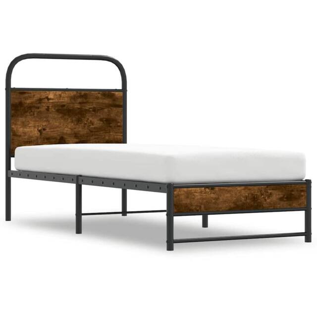 Berkfield Home Elegant Bed Frame Without Mattress 75x190 cm Smoked Oak Engineere in Brown - image 1