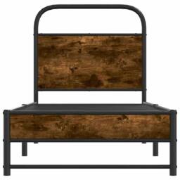 Berkfield Home Elegant Bed Frame Without Mattress 75x190 cm Smoked Oak Engineere in Brown - thumbnail 5