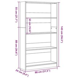 Berkfield Home Decorative Bookcase Brown Oak 80x24x143 cm Engineered Wood - Size: 80 x 24 x 143 cm - thumbnail 9