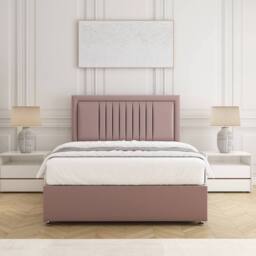 "BSSPOKE Canes Plush Velvet Divan Bed 24"" Headboard & 4Drawers No Mattress in Pink - Size: Small Double" - thumbnail 3