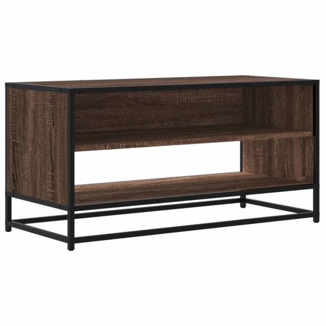 Berkfield Home TV Cabinet Brown Oak 91x40x46 cm Engineered Wood & Metal - Size: 91 x 40 x 46 cm - image 1