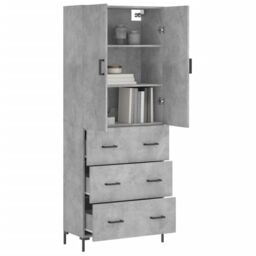 Berkfield Home Highboard Concrete Grey 69.5x34x180 cm Engineered Wood - thumbnail 3