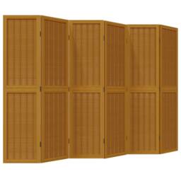 Berkfield Home Room Divider 6 Panels Brown Solid Wood Paulownia - thumbnail 3
