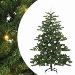 Berkfield Home Artificial Hinged Christmas Tree with 150 LEDs 150 cm PVC in Green - thumbnail 2
