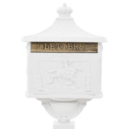Berkfield Home Pedestal Letterbox Aluminium Vintage Style Rustproof White - thumbnail 4