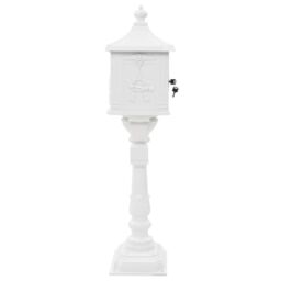 Berkfield Home Pedestal Letterbox Aluminium Vintage Style Rustproof White - thumbnail 6
