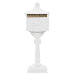 Berkfield Home Pedestal Letterbox Aluminium Vintage Style Rustproof White - thumbnail 3