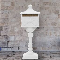 Berkfield Home Pedestal Letterbox Aluminium Vintage Style Rustproof White - thumbnail 1