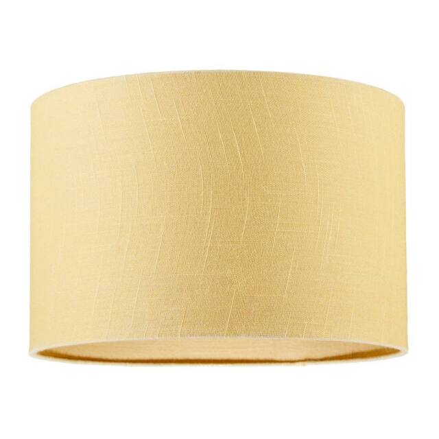 Happy Homewares Designer Soft Mellow Yellow Textured Linen Fabric Circular Lamp Shade - Size: 12 inches - image 1