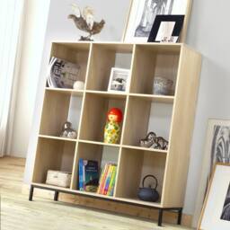 CALICOSY 9-Compartment Storage Shelf With Metal Legs in Light Brown - thumbnail 5