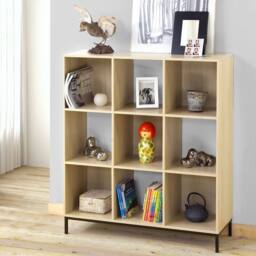 CALICOSY 9-Compartment Storage Shelf With Metal Legs in Light Brown - thumbnail 2
