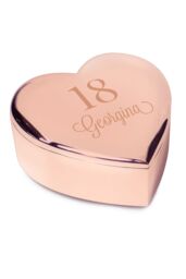 Personalised Memento Company Women's Personalised Big Age Rose Gold Heart Trinket Box in Pink