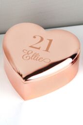 Personalised Memento Company Women's Personalised Big Age Rose Gold Heart Trinket Box in Pink - thumbnail 4