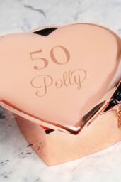Personalised Memento Company Women's Personalised Big Age Rose Gold Heart Trinket Box in Pink - thumbnail 3