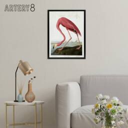 "Artery8 Audubon American Flamingo in Coastal Landscape Framed Canvas Wall Art in Pink - Size: W12"" x H16""" - thumbnail 3