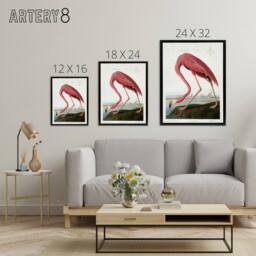 "Artery8 Audubon American Flamingo in Coastal Landscape Framed Canvas Wall Art in Pink - Size: W12"" x H16""" - thumbnail 4